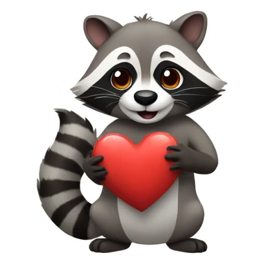 Raccoon holding heart sticker