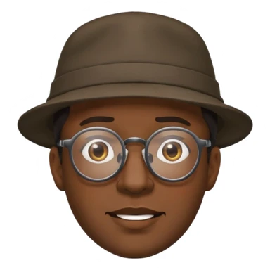 black man with glasses, expressive face, wearing a hat, Soul movie inspired, emoji style sticker