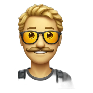 smiley with solar glasses and short mustache sticker