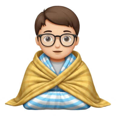 boy child with glasses with tucked blanket sticker