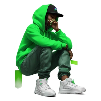 Multicoloured neon black and green graffiti person smoking wearing hoodie dancing hip hop bucket hat tropical Skater fashion aesthetic baggy clothes graphic t shirt 420 sticker