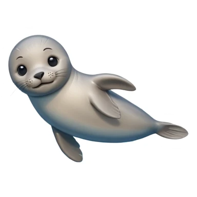 A 3D cartoon seal swimming with visible flippers, calm blue water, soft sunlight, Memoji-style realism. sticker
