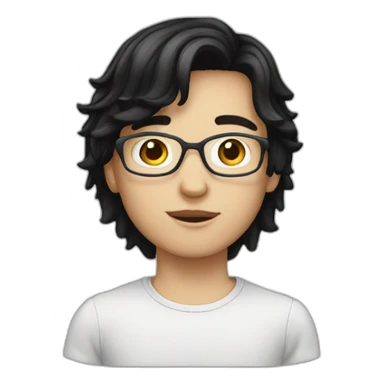 Young white teen with blackhair and glass sticker