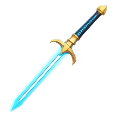 Clash of Clans aesthetic: Cinematic heroic Laser halo Sword Emoji, rendered in a 3D vector-style similar to standard emojis with minimal shading and bold, simplified shapes. A compact, vibrant energy blade with a neon-hued, glowing edge and futuristic hilt, softly glowing with a radiant cosmic charm. Simplified yet unmistakably iconic, highly detailed and consistent, glowing with a soft pulsating brilliance and high shine. Stylized with a touch of interstellar elegance and a soft glowing outline, capturing the essence of a legendary energy blade with a friendly, playful manner! sticker