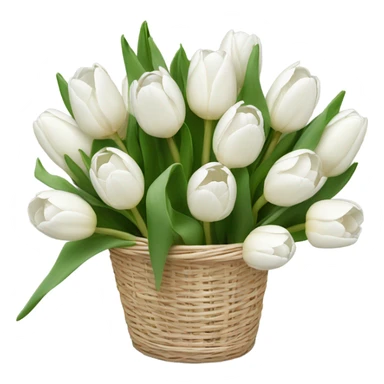White tulips bouquet in baske sticker