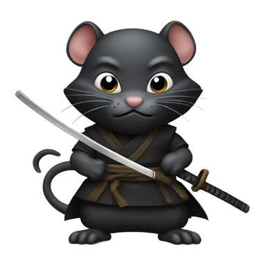 ninja black rat with katana sticker
