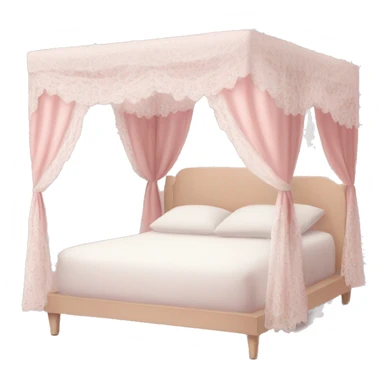 light pink bed with white lace curtains canopy around it sticker