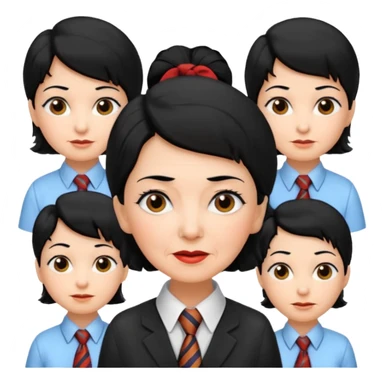 old woman with Necktie. different hair styles, black hair. sticker