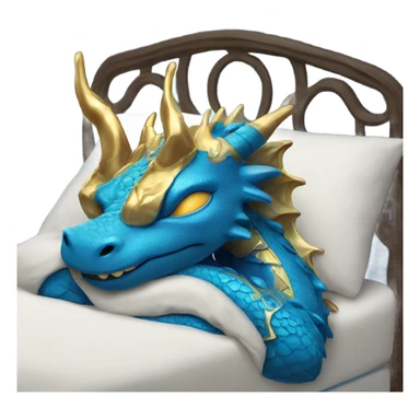 Blue dragon with gold accents sleeping with zzz sticker