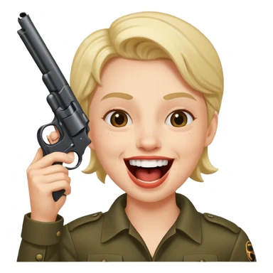 Laughing face with gun pointed into the mount sticker
