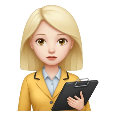 women with clipboard pressed to her chest sticker