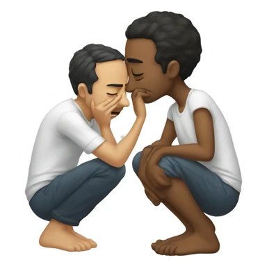 crying while kissing his own feet sticker