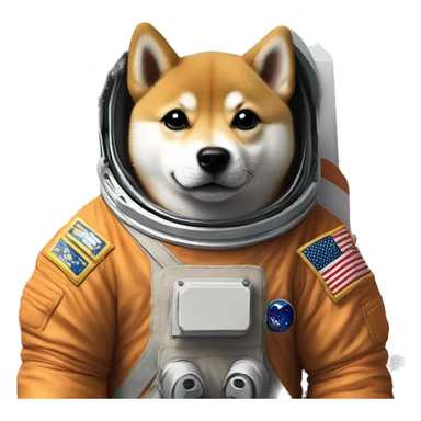 Shiba dog puppy in astronaut costume on the moon sticker