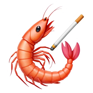 Shrimp with a cigarette sticker