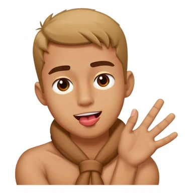 guy crossing arms holding neck sticking tongue out sticker