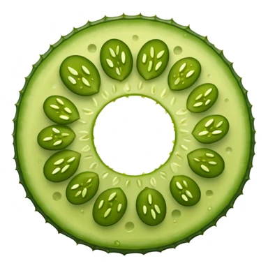 round pickle slice, slightly translucent, with visible seeds sticker