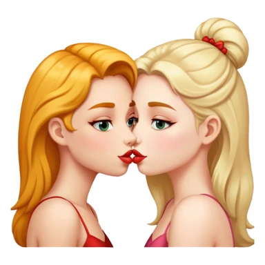 girl kissing girl on the cheek sticker