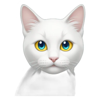 White cat one blue eye one yellow eye with mermaid tail  sticker