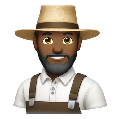 Amish man white with brown straw hat building a building with beard without a mustache holding a saw sticker