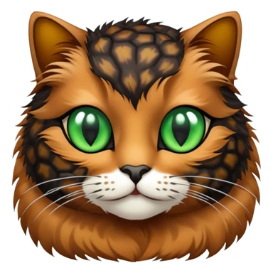 Cat that has black and brown tortoise shell patter with green eyes sticker