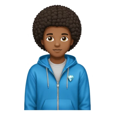 Black young guy who haves afro haircut ,zip hoodie and with a diamond grillz in her tooth sticker