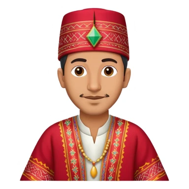 A Moroccan man wearing traditional clothing, fez hat, colorful caftan sticker