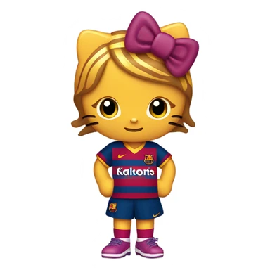 hello kitty wearing barcelona’s jersey sticker