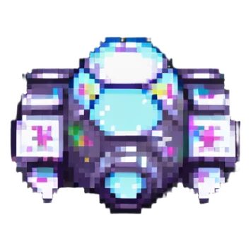 A pixel art style image of a spaceship. sticker