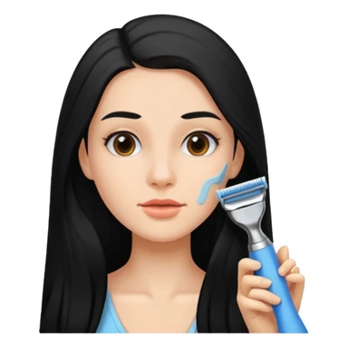 woman black long hair shaving sticker