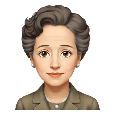 portrait of Hannah Arendt, thoughtful expression, no glasses, subtle smile, neutral background sticker