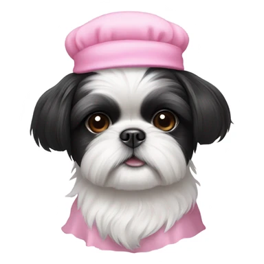 black and white shih tzu wearing a pink bonnet  sticker