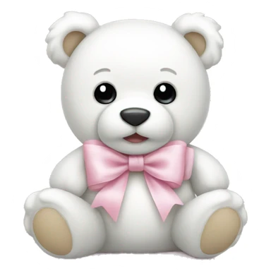 White teddy bear with light pink bow sticker