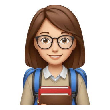 brown hair woman going to university wearing a glasses, looks pretty sticker