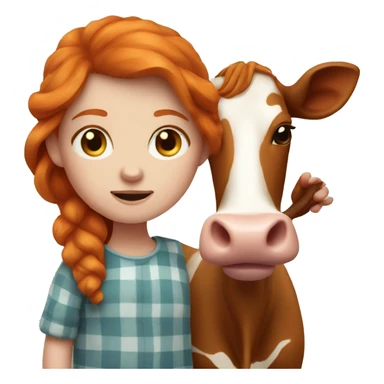 Ginger girl with a cow  sticker