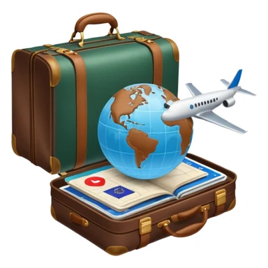 TRAVEL , travel bag , pass board, plane, glob sticker