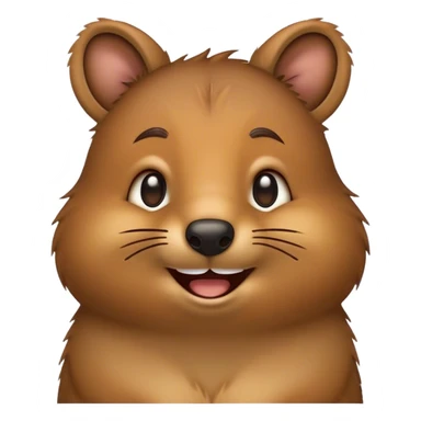 Cinematic Comical Quokka Portrait Emoji, Head tilted dramatically with an exaggeratedly amused expression, featuring a quirky, fluffy brown fur with a wide, playful grin and expressive eyes filled with humorous disbelief, Simplified yet hilariously expressive features, highly detailed, glowing with a slightly sassy glow, high shine, dramatic yet playful, stylized with an air of cheeky marsupial mischief, bright and endearing, soft glowing outline, capturing the essence of a spirited and over‐the‐top quokka, so meme‐worthy it feels like it could beam its way into internet fame instantly! sticker