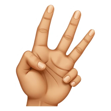 A hand with three fingers up index finger and middle finger and thumb  sticker