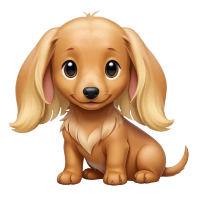 kawaii disney blonde long-haired daschund puppy sitting happily sticker