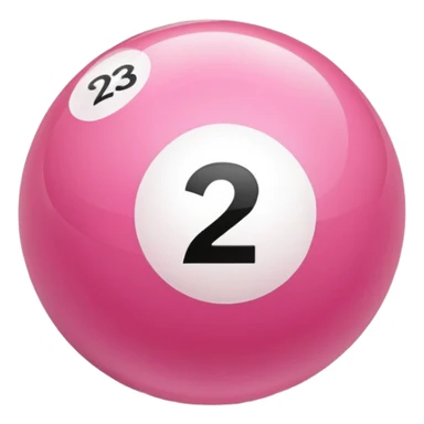 pink billiard ball with the number 23 inside a white circle sticker