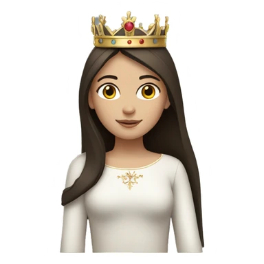 European girl with dark brown straight hair is wearing a crown  sticker