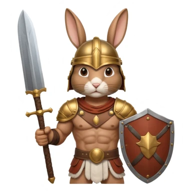 a rabbit Roman Gladiator, half upper body sticker
