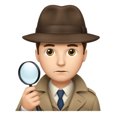 a detective man with hat and holding magnifying glass sticker