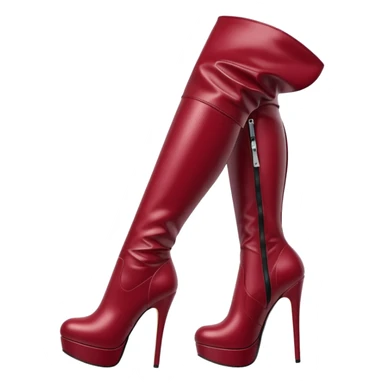 burgundy red latex knee high heel boots sticker