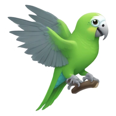 Green parakeet attacking gray cat sticker
