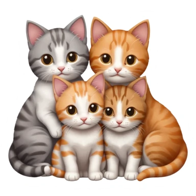 6 tiny kittens cuddling together all different colours, the first one is grey and white, the second is ginger and white and the third is brown tabby and white sticker