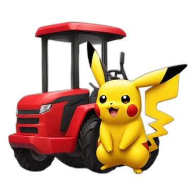 pikachu sur un tracteur rouge avec des ailes sticker