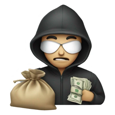 Robber with bag of cash sticker