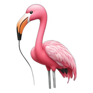 flamingo with a microphone sticker