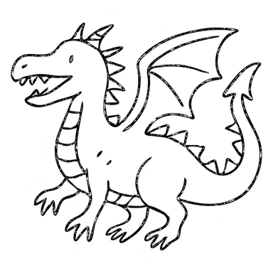 red dragon hand drawn outlined icon sticker