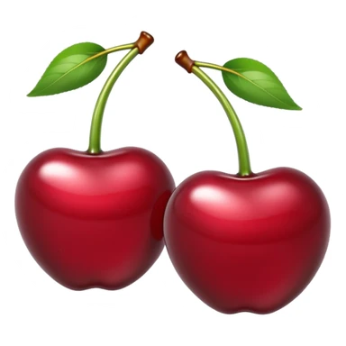 A pair of cherries emoji made of liquid silver chrome, smooth rounded shapes, glossy metallic surface, subtle sensual vibe, luxury sexy aesthetic, iOS emoji style, centered, clean white background sticker
